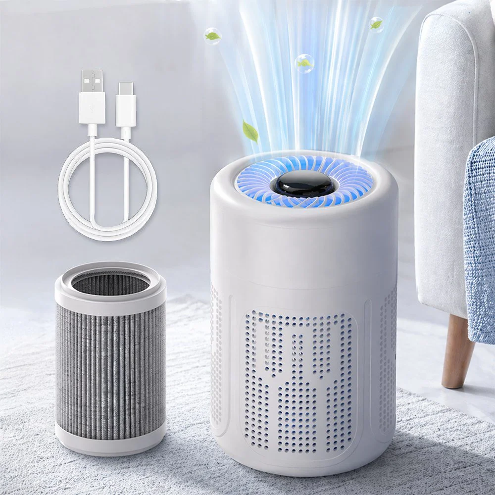 Alwanking Mini Air Purifier 360 degree negative ion UV sterilization small air purifier low noise for studio or home