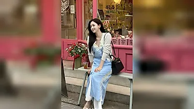 Hahm Eun-jung Shares Summer Photos in Sky-Blue Long Dress