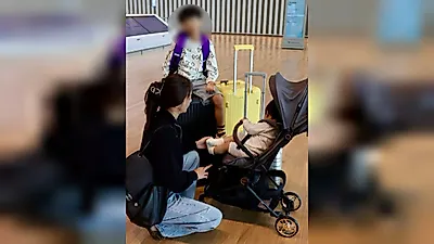 李是英公开与两个孩子首次家庭旅行